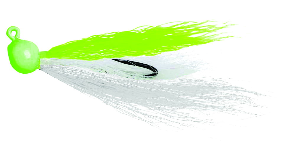 Billy Bay Flounder Fanatic Bucktail Jig, Chartreuse, 1/4oz, 2 per Pack, 902-4-2-5