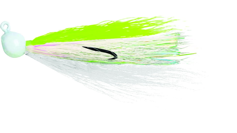 Billy Bay Flounder Fanatic Bucktail Jig, White, 1/4oz, 2 per Pack, 902-4-2-1