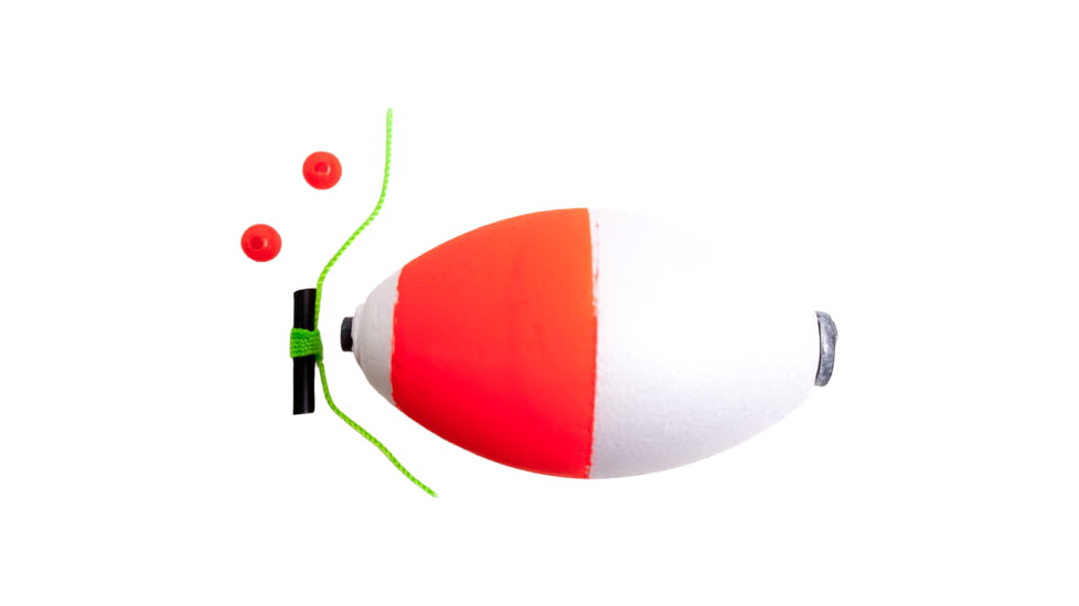 Billy Boy Bobbers Weighted Oval Slip Float w/Beads &amp; Bobber Stops 2-1/2in Red/White 2Pc Bg, MO250S