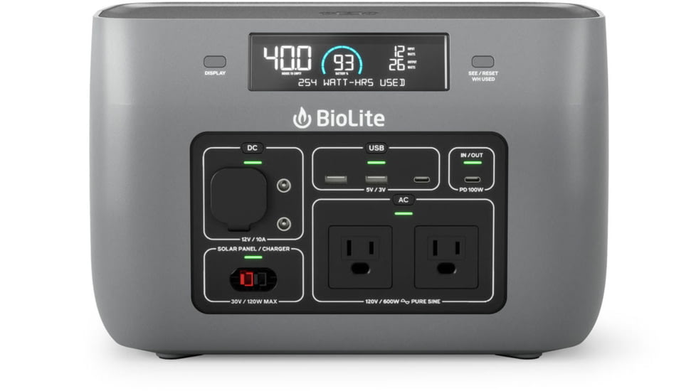 BioLite BaseCharge 600 Portable Power Station, Black, BGA0101