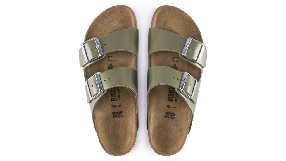 Birkenstock Arizona Leather Anatomically Formed Footbed Sandal, Khaki Leather, Narrow, 37, 1014176-37