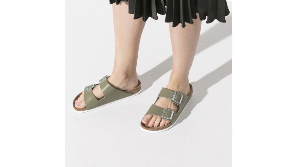 Birkenstock Arizona Leather Anatomically Formed Footbed Sandal, Khaki Leather, Narrow, 37, 1014176-37
