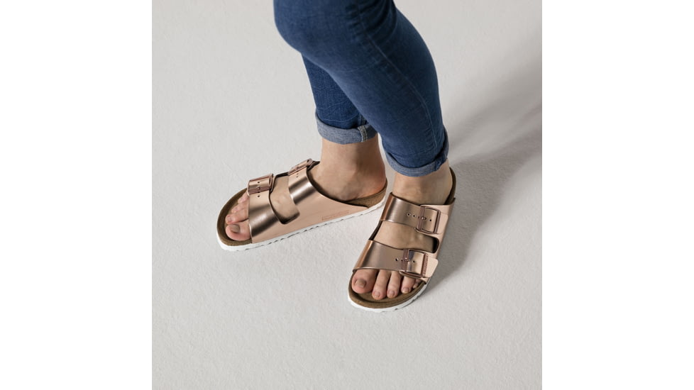 Birkenstock Arizona Metallic Soft Footbed Sandal - Womens-Copper-Narrow-40