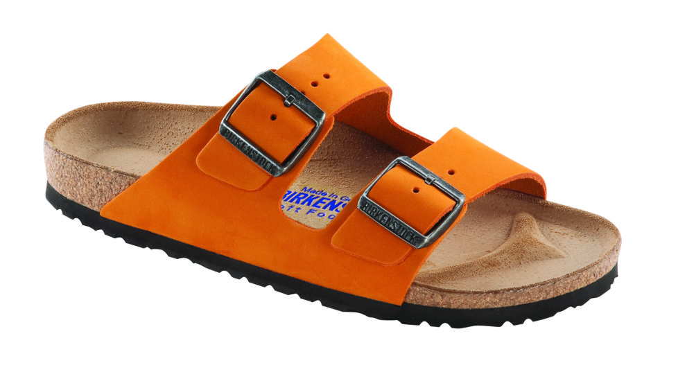 Birkenstock Arizona Nubuck Soft Footbed Sandal - Women's-Orange-Medium-36