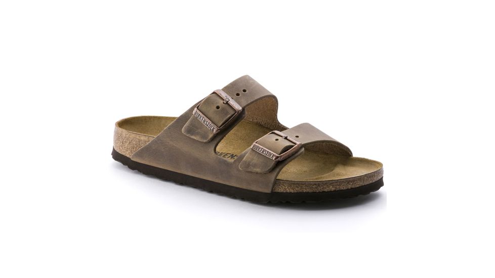 Birkenstock Arizona Oiled Leather Cork-Latex Footbed Sandals, Tobacco Oiled Leather, Narrow, 37, 352203-37