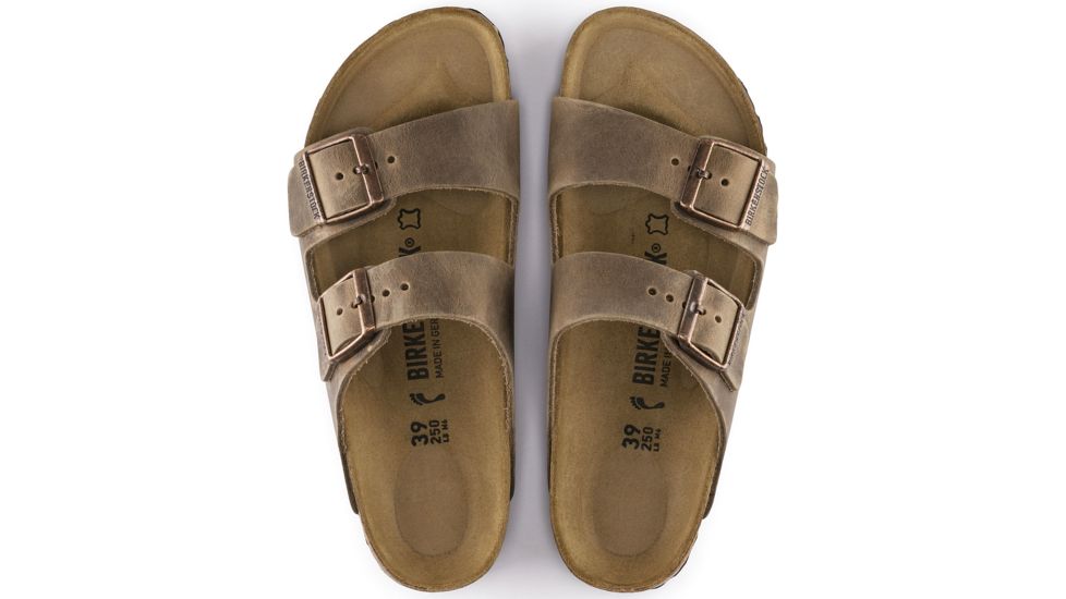 Birkenstock Arizona Oiled Leather Cork-Latex Footbed Sandals, Tobacco Oiled Leather, Narrow, 37, 352203-37