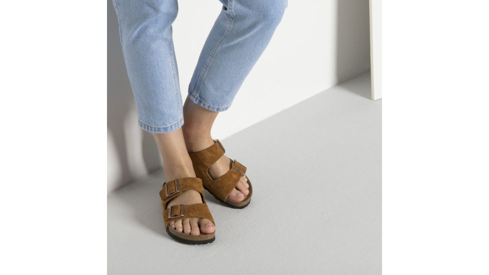 Birkenstock Arizona Soft Footbed Suede Leather Sandals - Womens, Minke Suede, Medium, 42, 1009526-42