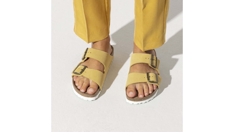 Birkenstock Arizona Soft Footbed Suede Leather Sandals - Womens, Ochre, 39, 1015889-R-39