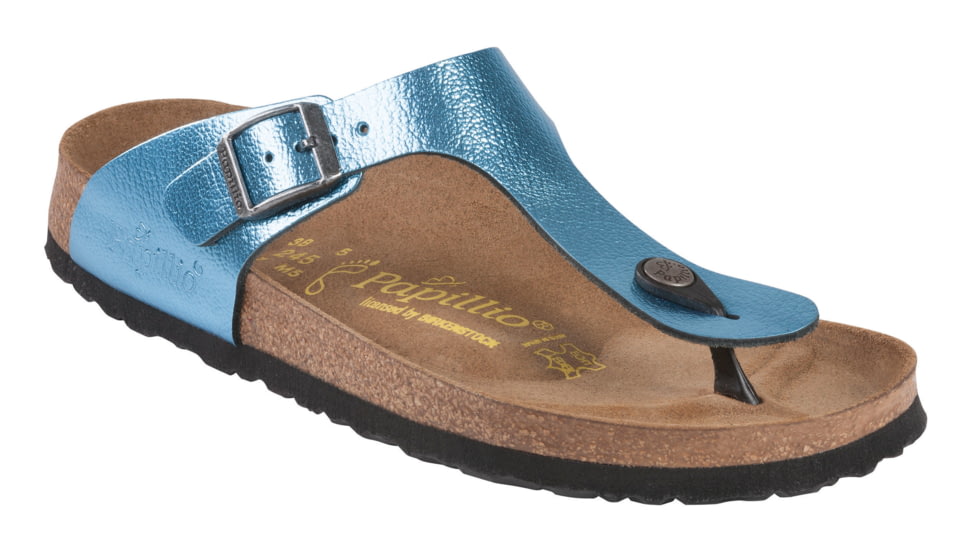 Birkenstock Gizeh Leather Sandal - Women's-Metallic Turquoise-Medium-41