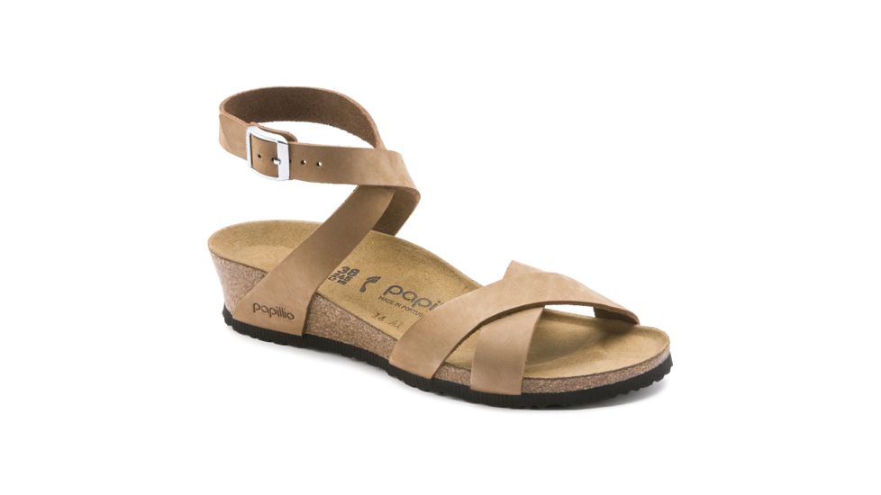 Birkenstock Lola Nubuck Leather Cork-Latex Footbed Sandals - Womens, Sand, Narrow, 40, 1013573-40