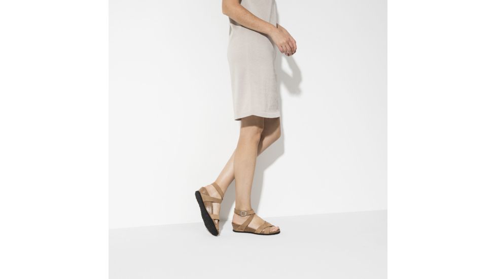 Birkenstock Lola Nubuck Leather Cork-Latex Footbed Sandals - Womens, Sand, Narrow, 40, 1013573-40