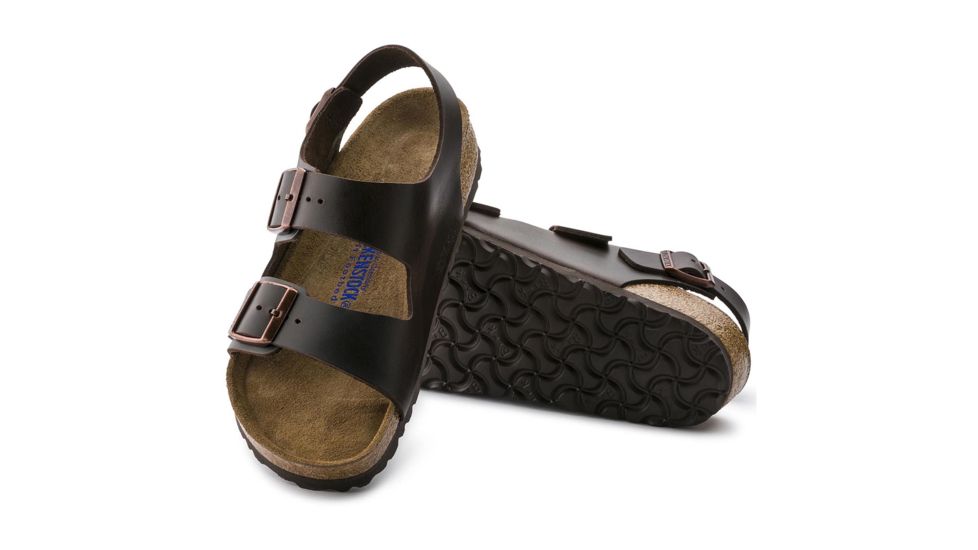 Birkenstock Milano Soft Footbed Smooth Leather Sandals - Womens, Brown Amalfi Leather, Medium, 37, 234541-37