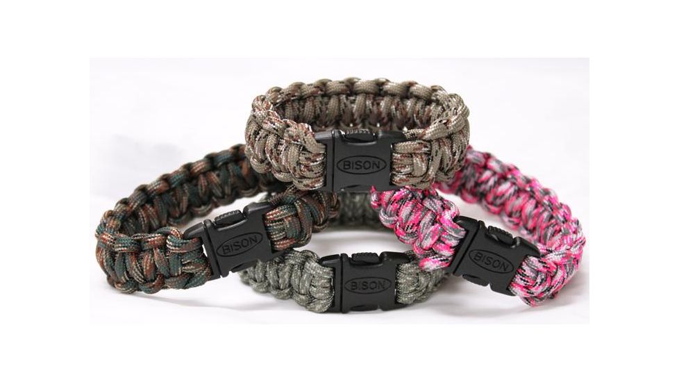 Bison Paracord Side Release Survival Bracelet-Cobra-Camo Assorted-Small