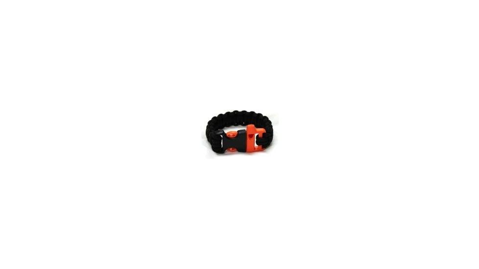 Bison Paracord Whistle Survival Bracelet-Black-Small