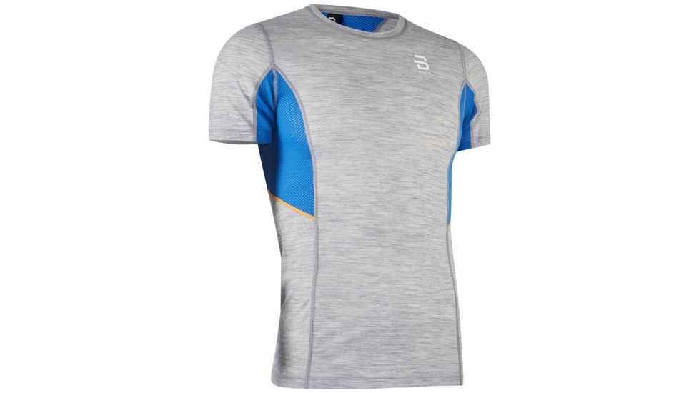 Bjorn Daehlie Training Wool Summer Short Sleeve Shirt - Mens, Light Grey Melange, Large, 332907-93501-L