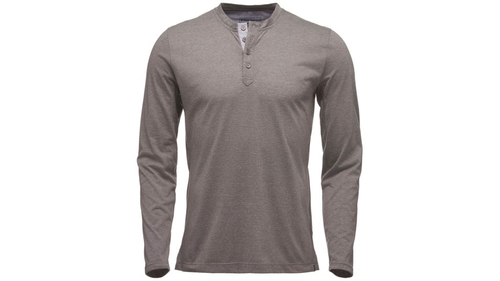 Black Diamond Attitude Mens Long Sleeve Henley Shirt, Slate, Medium, APCY26020MED1
