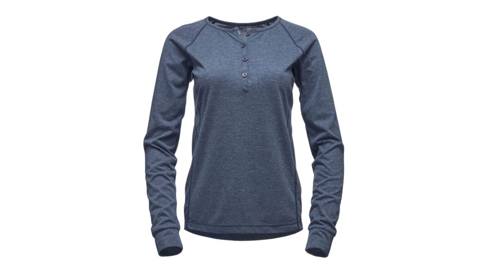 Black Diamond Attitude Womens Long Sleeve Henley Shirt, Admiral, Large, APR56A405LRG1