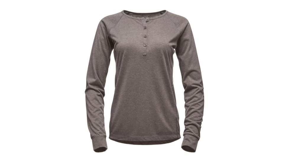 Black Diamond Attitude Womens Long Sleeve Henley Shirt, Slate, Large, APR56A020LRG1