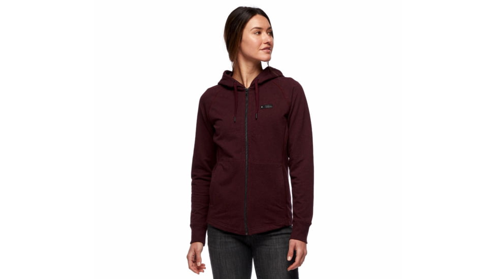 Black Diamond Basis Full Zip Hoody - Womens, Bordeaux Heather, Extra Small, AP7523016022XSM1