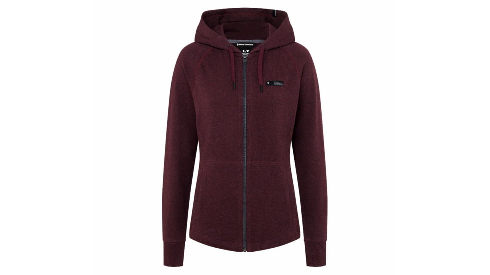 Black Diamond Basis Full Zip Hoody - Womens, Bordeaux Heather, Extra Small, AP7523016022XSM1