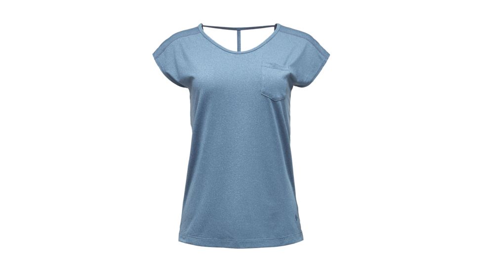 Black Diamond Beta Womens Short Sleeve Tee Shirt, Blue Steel, Large, APL055433LRG1