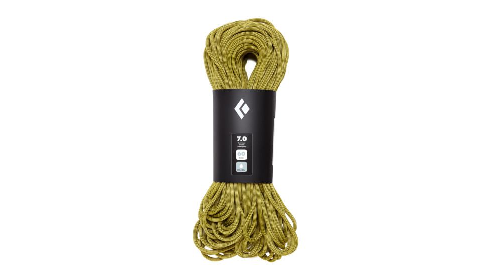 Black Diamond Climbing 7.0 mm Dry Rope, Yellow, 60m BD323005YELO0601