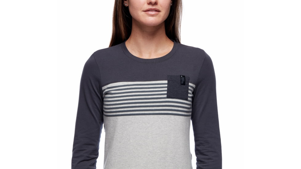 Black Diamond LS Campus Tee - Womens, Nickel Hthr/Carbon/Black Hthr, Small, AP7300649234SML1