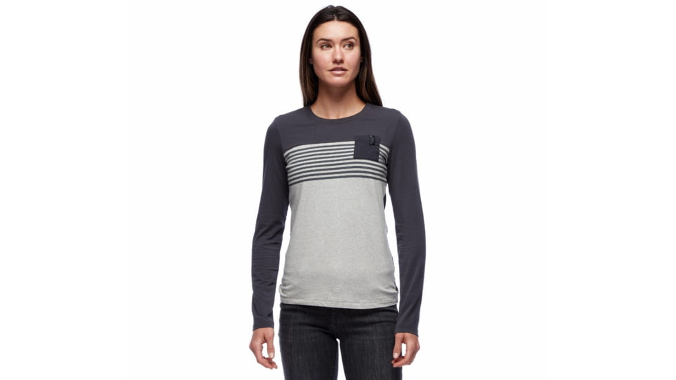 Black Diamond LS Campus Tee - Womens, Nickel Hthr/Carbon/Black Hthr, Small, AP7300649234SML1