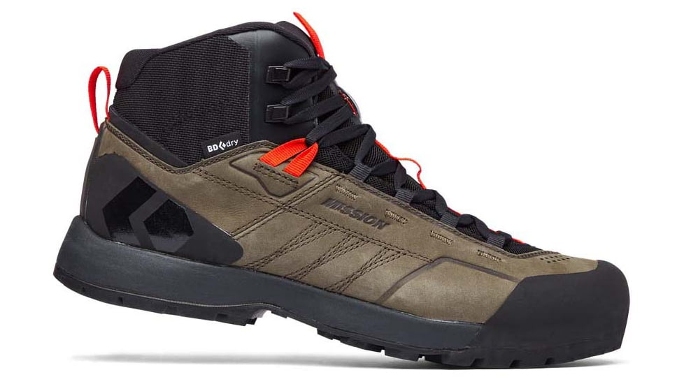 Black Diamond Missn Leather Mid WP Approach Shoes - Mens, Walnuts/Octane, 10, BD58002693731001