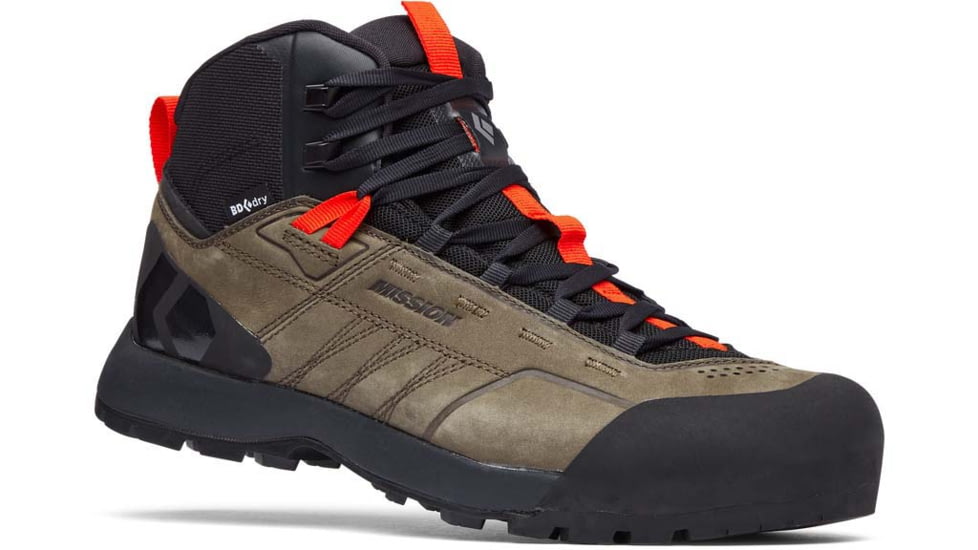 Black Diamond Missn Leather Mid WP Approach Shoes - Mens, Walnuts/Octane, 10, BD58002693731001