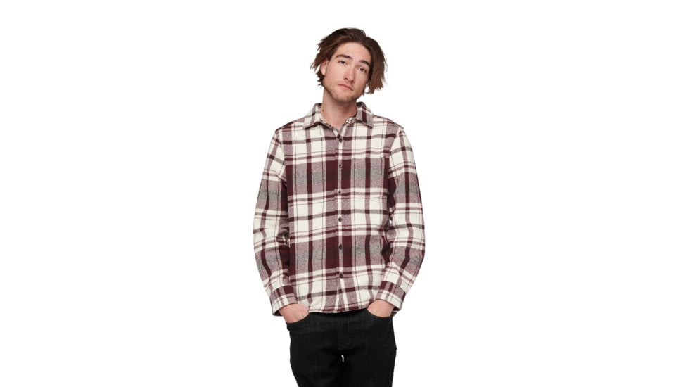 Black Diamond Project Heavy Flannel - Mens, Burgundy/Off White Plaid, Large, AP7440649517LRG1