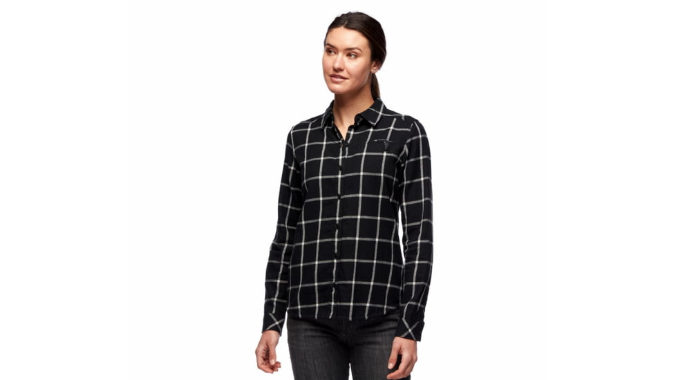 Black Diamond Serenity LS Flannel Shirt - Womens, Black/Alloy Plaid, Large, AP7530079219LRG1