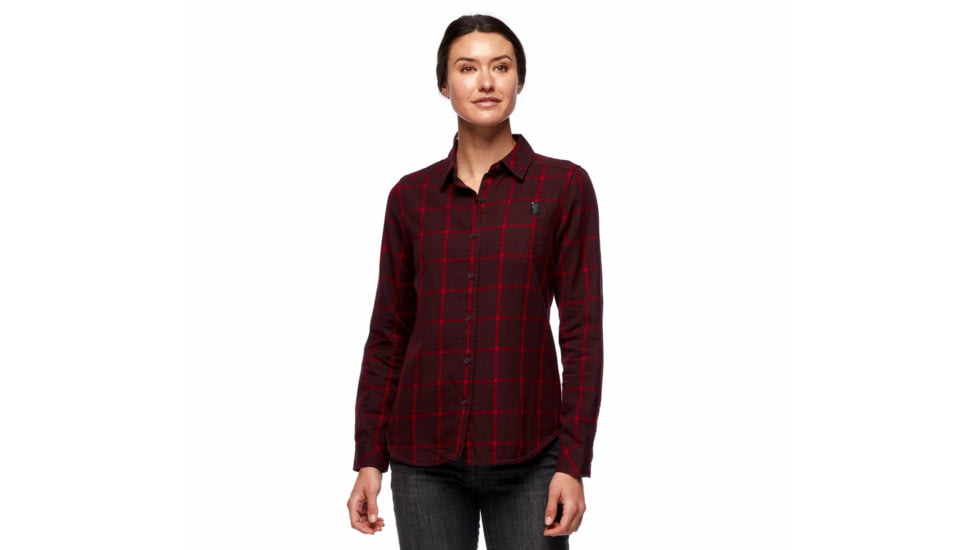 Black Diamond Serenity LS Flannel Shirt - Womens, Bordeaux/Vermillion Plaid, Small, AP7530079189SML1