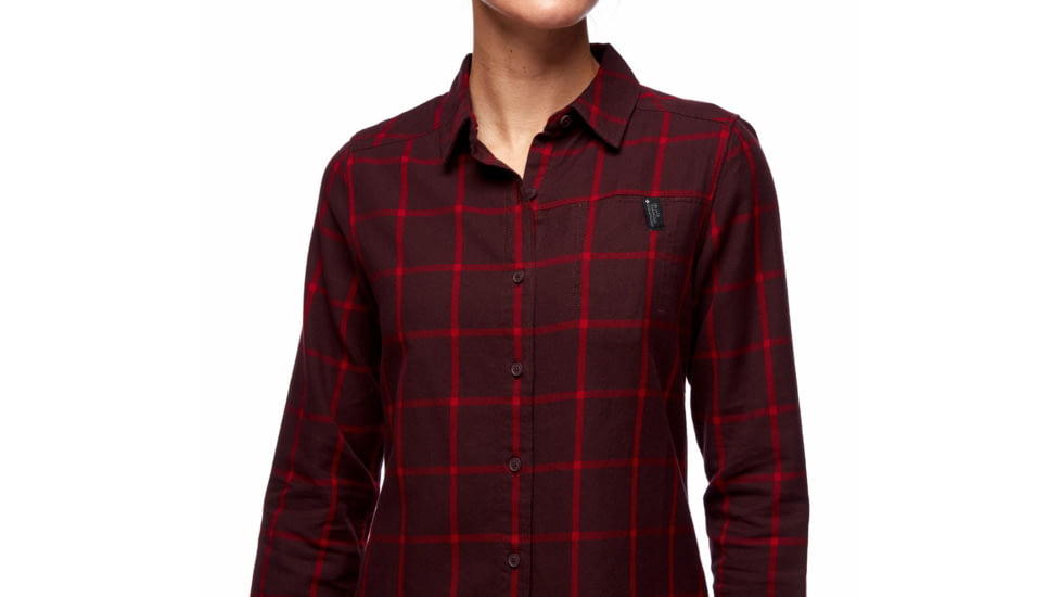 Black Diamond Serenity LS Flannel Shirt - Womens, Bordeaux/Vermillion Plaid, Small, AP7530079189SML1