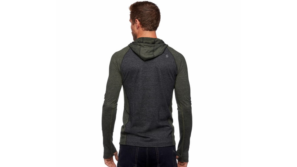 Black Diamond SLTN Wool Bslyr Half Zip Hoody - Mens, Black/Cypress, Large, AP7600229228LRG1