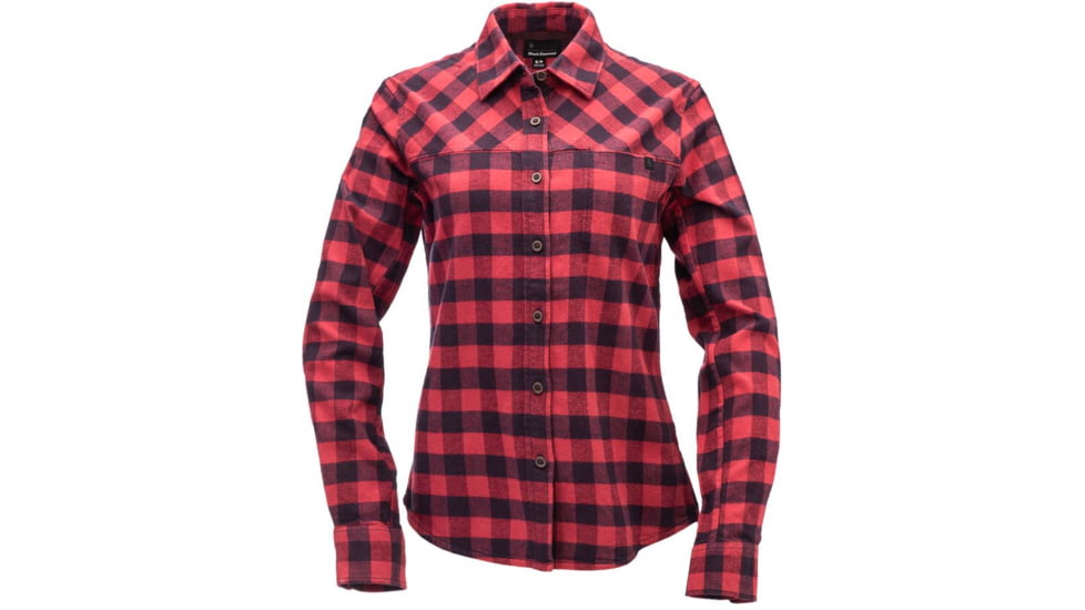 Black Diamond Spotter Long Sleeve Flannel Shirt - Womens, Ink Blue/Wild Rose Plaid, Medium, AP7530409088MED1