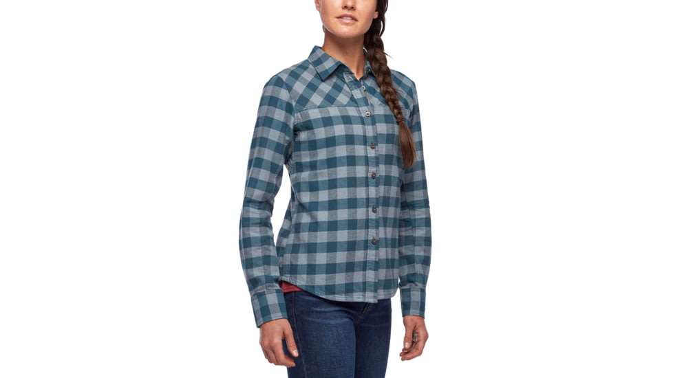 Black Diamond Spotter LS Flannel Shirt - Womens, Arctic Blue-Ash Plaid, Extra Small, AP7530409090XSM1