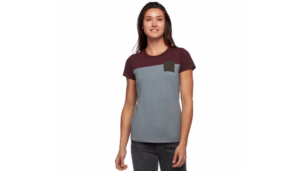 Black Diamond SS Campus Tee - Womens, Storm Blue Hthr/Port/Cypress, Extra Small, AP7300639233XSM1