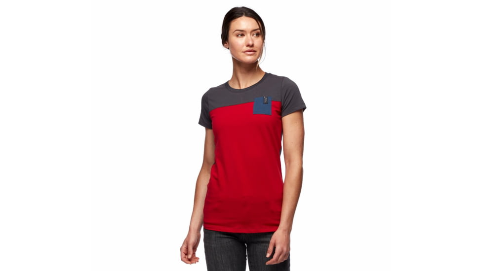 Black Diamond SS Campus Tee - Womens, Vermillion/Carbon/Ink Blue, Small, AP7300639232SML1