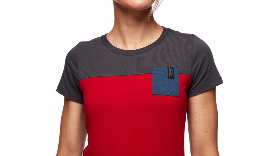 Black Diamond SS Campus Tee - Womens, Vermillion/Carbon/Ink Blue, Small, AP7300639232SML1