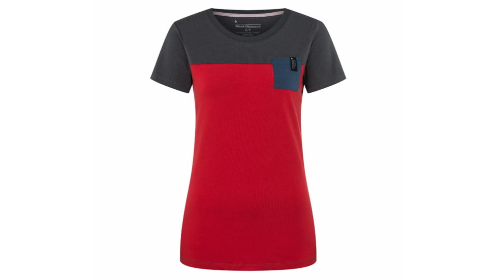 Black Diamond SS Campus Tee - Womens, Vermillion/Carbon/Ink Blue, Small, AP7300639232SML1