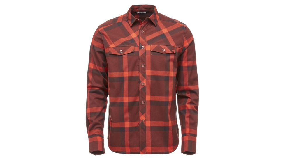 Black Diamond Technician Long Sleeve Shirt - Mens, Rust/Mocha Plaid, Small, APKS50618SML1