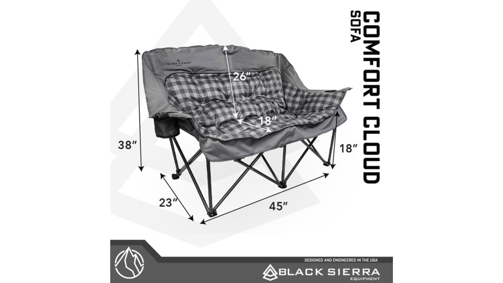 BLACK SIERRA EQUIPMENT Comfort Cloud Sofa , Black, DWCH2-017-BLK-BSE