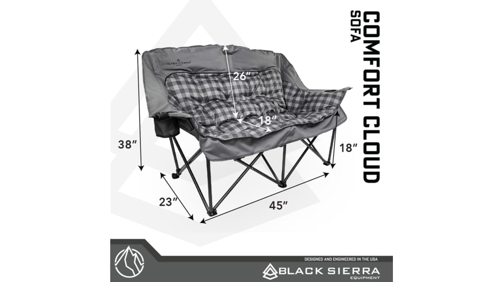 BLACK SIERRA EQUIPMENT Comfort Cloud Sofa , Buffalo Check Gray, DWCH-017C-BLK-BSE