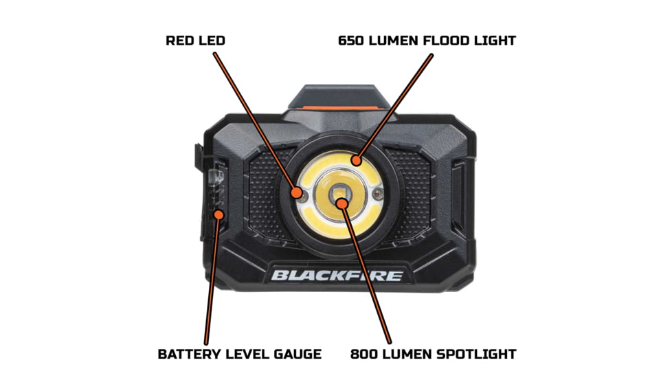 Blackfire-Klein Outdoors Rechargeable LED Headlamp, 2-Color, 800 Lumens, Black, BBM6414