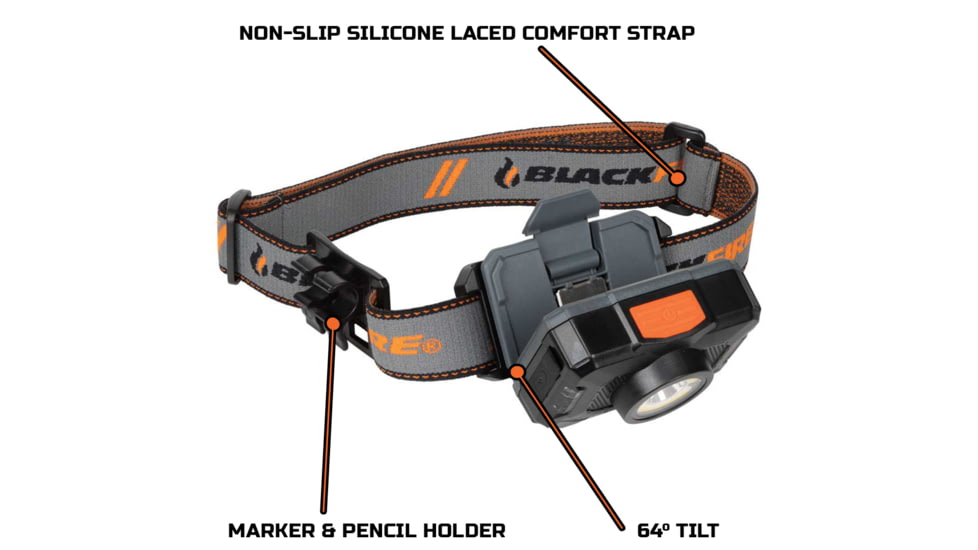 Blackfire-Klein Outdoors Rechargeable LED Headlamp, 2-Color, 800 Lumens, Black, BBM6414