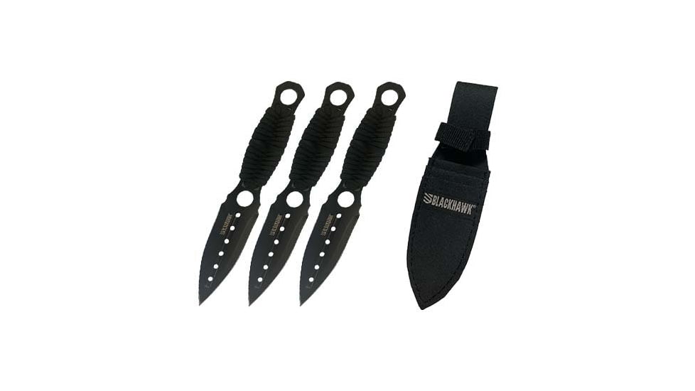 BlackHawk Direct Hit Throwing Knives, 3.5in, 7CRMOV, Paracord Wrap Handle, Black, BH15DH01BK