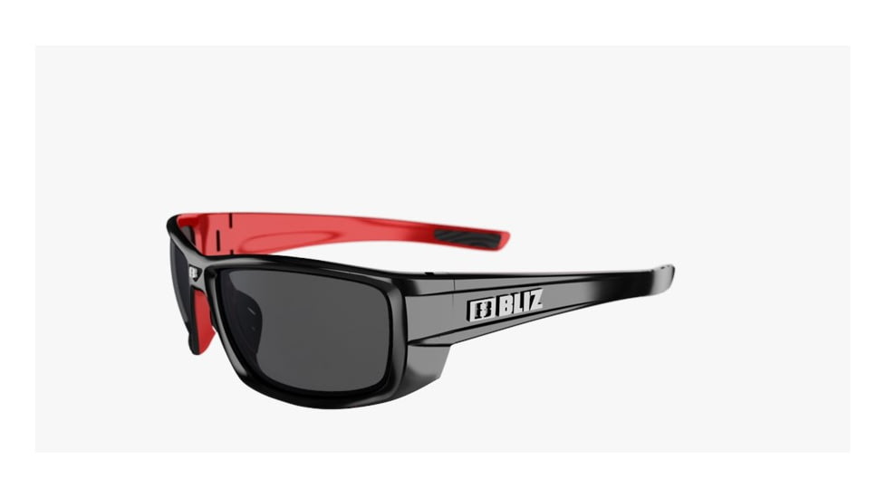 Bliz Rider Sunglasses-Black/Red-Smoke/Silver Mirror