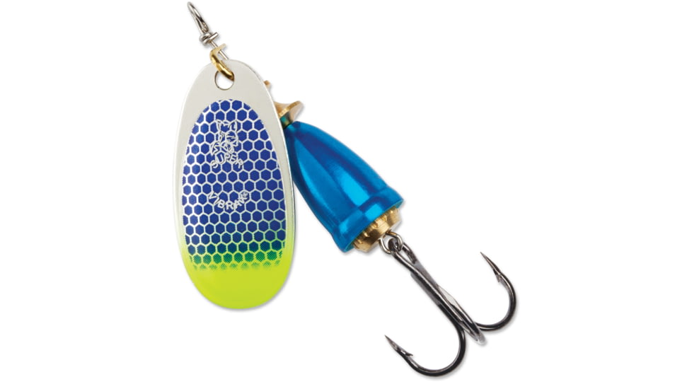 Blue Fox Classic Vibrax 01, Sinking, 2-19/50in, 1/8oz, Blue Scale/ Chartreuse Tip UV, 60-10-316IC