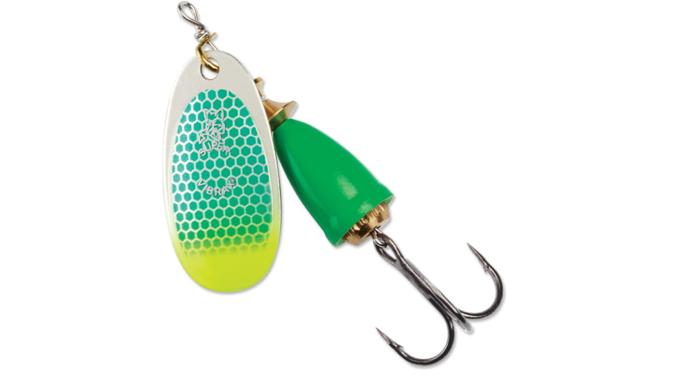 Blue Fox Classic Vibrax 01, Sinking, 2-19/50in, 1/8oz, Green Scale/ Chartreuse Tip UV, 60-10-315IC